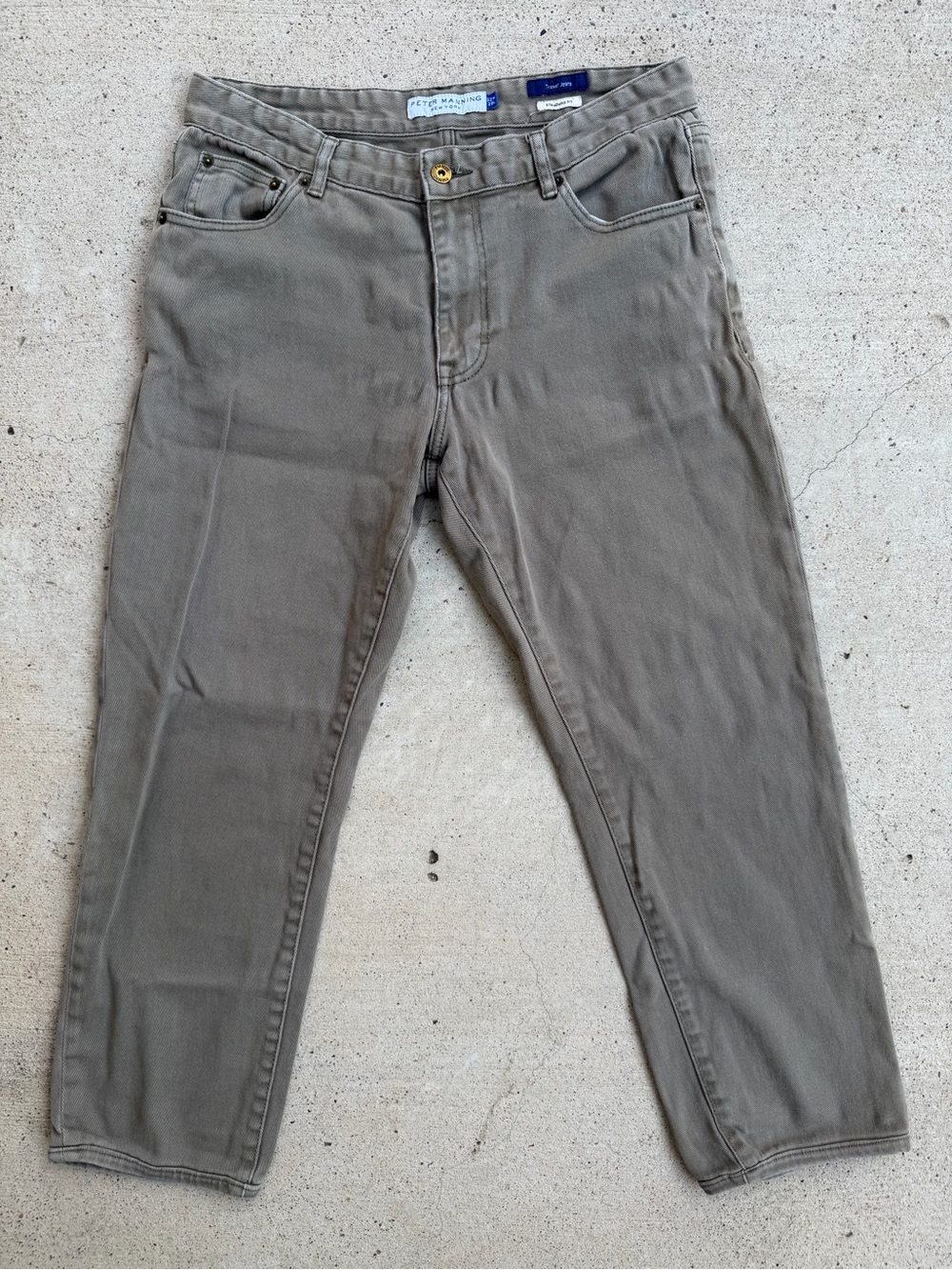 Peter Manning NY Travel Jeans Olive Green Pants 32x28 Stretch Standard Fit
